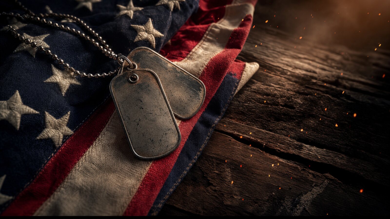 Dog tags on an American flag